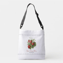 Cute Vintage Strawberry Varieties Add Your Name Crossbody Bag