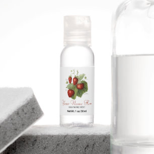 Cute Vintage Strawberry Varieties Add Your Name Hand Sanitizer
