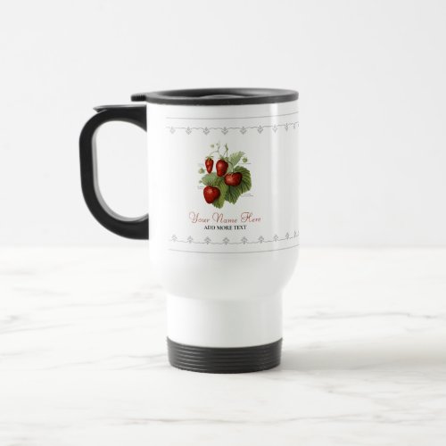 Cute Vintage Strawberry Varieties Add Your Name Travel Mug