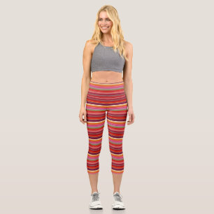 Cute vintage striped colors capri leggings