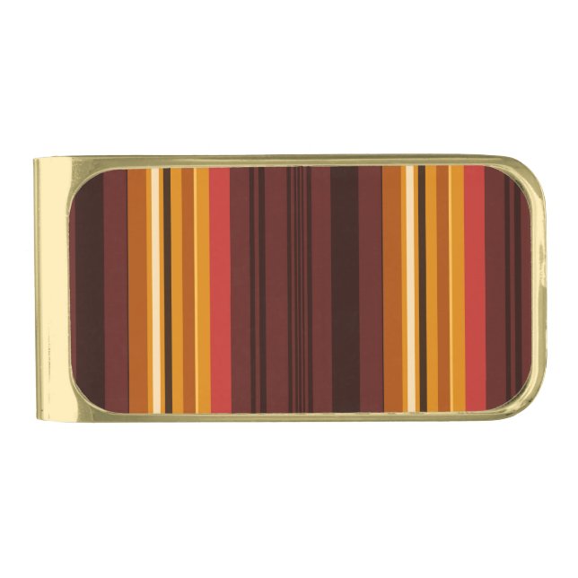 Cute vintage stripes gold finish money clip (Front)