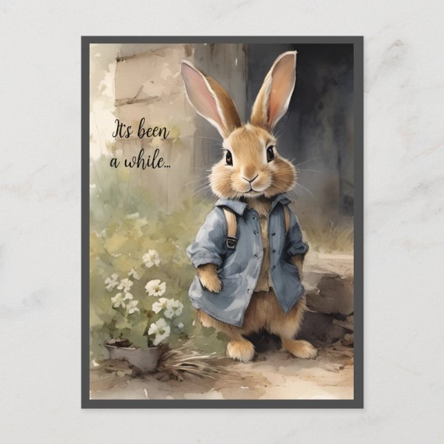 Cute Vintage Style Bunny Postcard (Front)