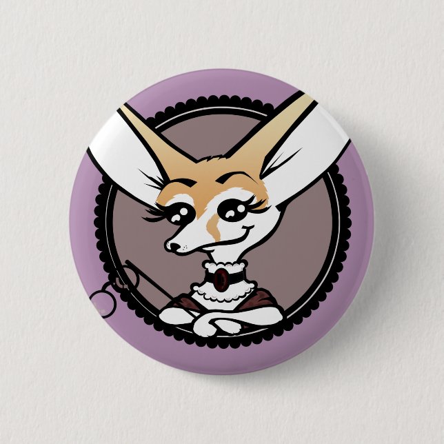 CUTE VINTAGE STYLE CARTOON FENNEC FOX BUTTON (Front)