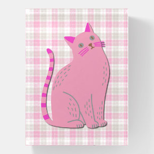 Cute Vintage Style Pink Cat Art Glass Paperweight