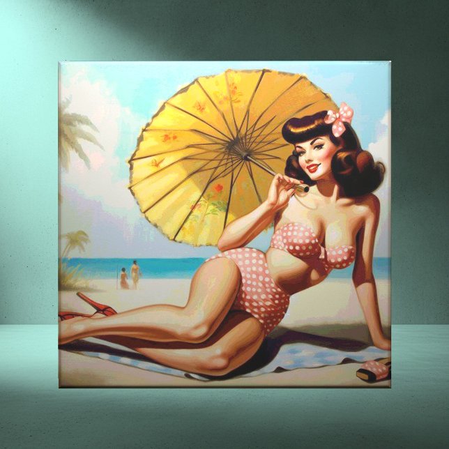 Cute Vintage Summer Pin Up Ceramic Tile (Creator Uploaded)