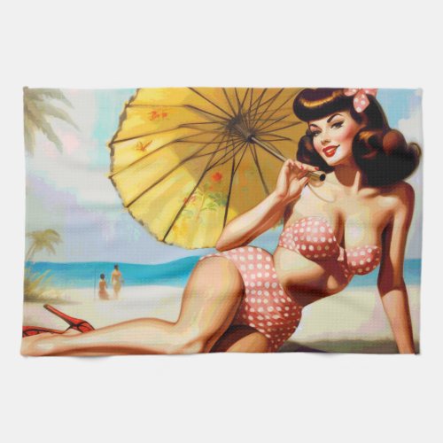 Cute Vintage Summer Pin Up Kitchen Towel