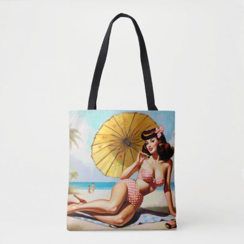 Cute Vintage Summer Pin Up Tote Bag
