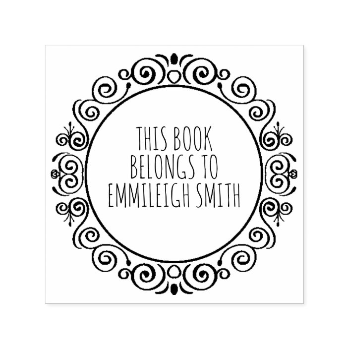 Cute Vintage Swirl Frame Book Nameplate Self Inking Stamp Zazzle Com