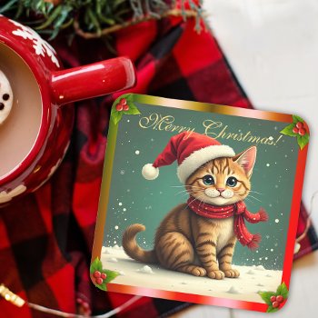 Cute Vintage Tabby Cat Christmas