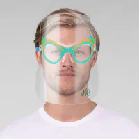 Cute Vintage Teal Cat Eye Glasses with Monogram Face Shield Zazzle