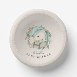 Cute Vintage Teddy Bear Baby Shower for Boy Paper Bowls