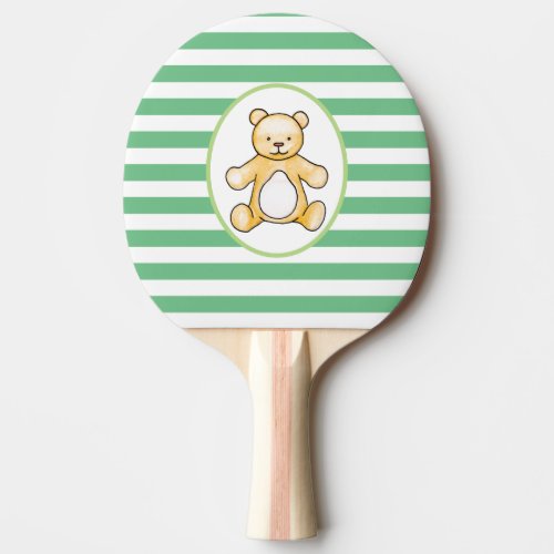 Cute vintage teddy bear drawing ping pong paddle