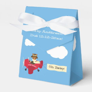 Cute Vintage Teddy Bear Pilot Baby Shower Favor Boxes