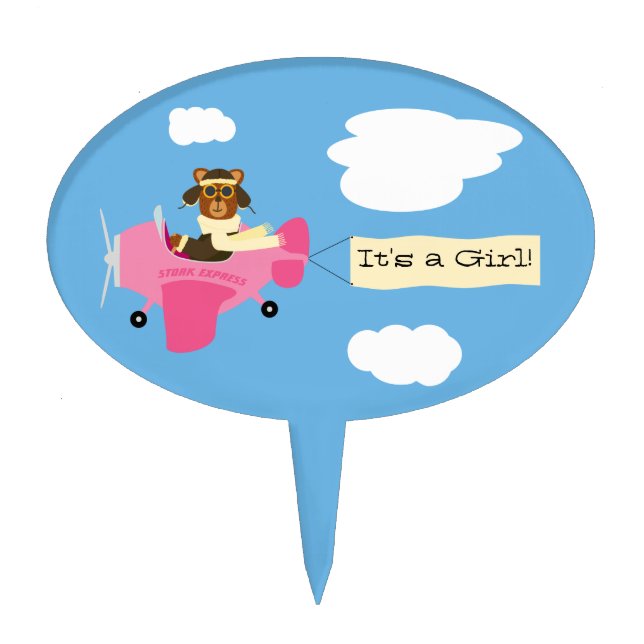 Cute Vintage Teddy Bear Pilot It's a Boy Cake Topper (Front)