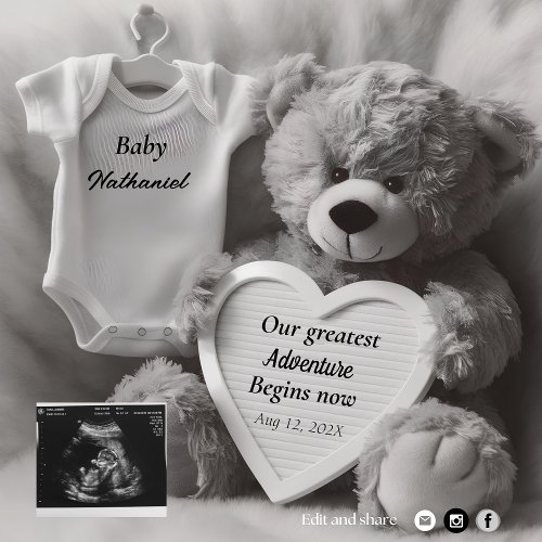 Cute vintage  teddy bear pregnancy announcement 