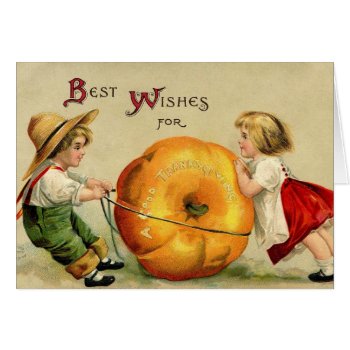 Cute Vintage Thanksgiving Greeting by greetingcardsonline at Zazzle