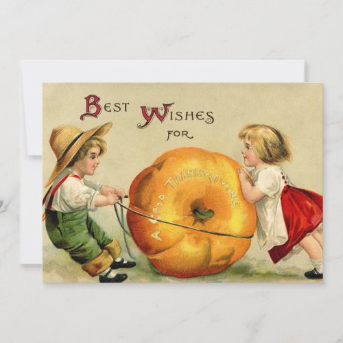 Cute Vintage Thanksgiving Greeting Holiday Card