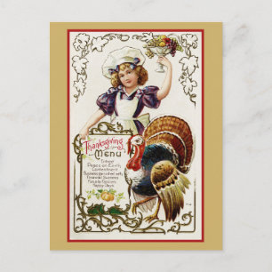 Cute Vintage Thanksgiving Menu Turkey