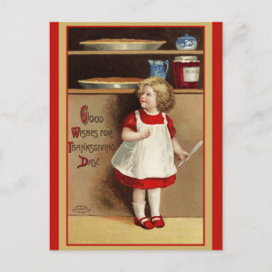 Cute Vintage Thanksgiving Wishes  Postcard