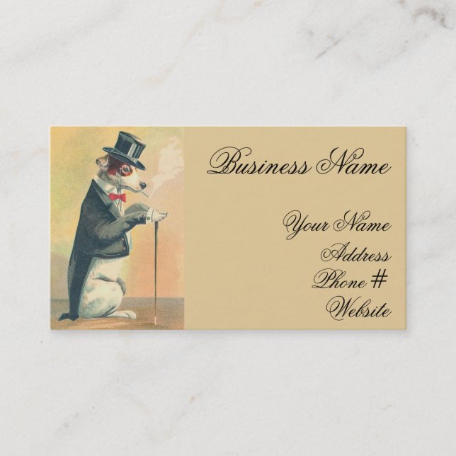 Cute Vintage Top Hat Dog Business Card (Front)