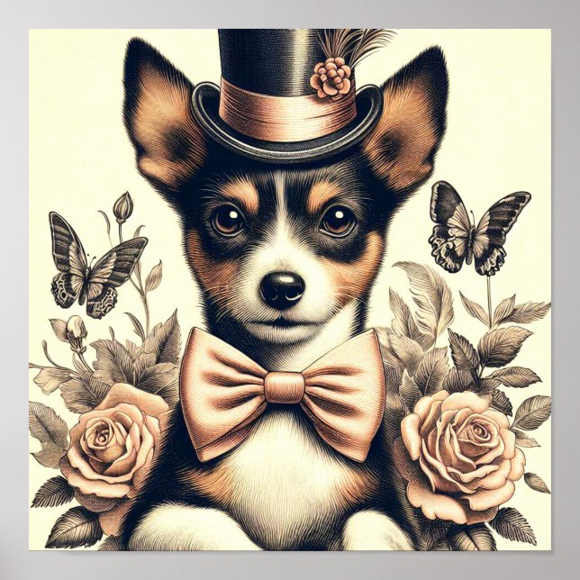 Cute Vintage Toy Fox Terrier Poster (Front)