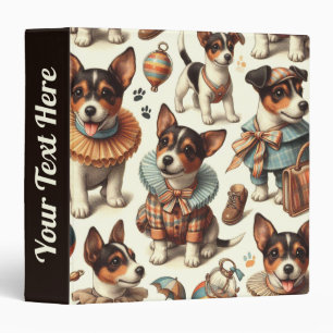 Cute Vintage Toy Fox Terrier Seamless 3 Ring Binder