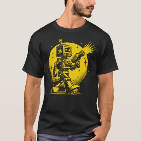 Cute Vintage Toy Robot With Ray Gun T-shirt