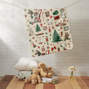 Cute Vintage Toys Christmas Tree Horse Baby Blanket