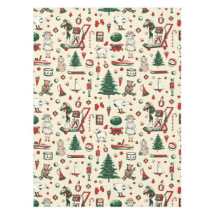 Cute Vintage Toys Christmas Tree Horse Tablecloth