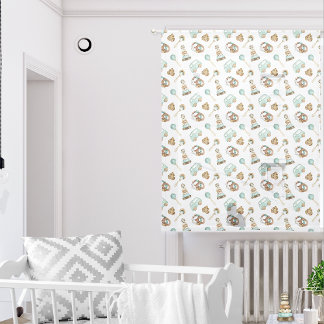Cute Vintage Toys Pattern for Pastel Nursery Sheer Curtains