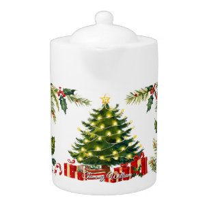 Cute Vintage Traditional Christmas Teapot