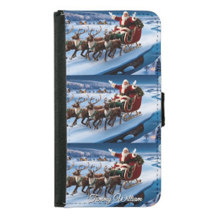 Cute Vintage Traditional Elegant Merry Christmas Samsung Galaxy S5 Wallet Case