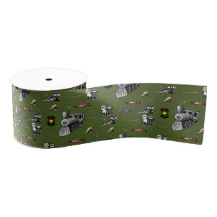 Cute Vintage Trains Decorative Ribbon 
