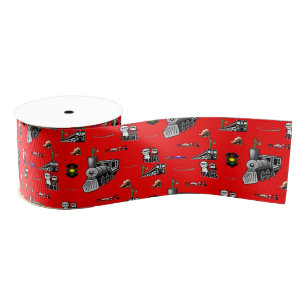 Cute Vintage Trains Decorative Ribbon 