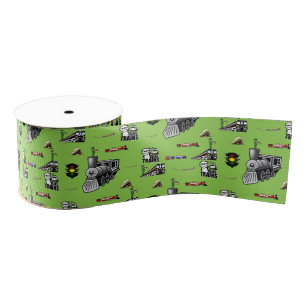 Cute Vintage Trains Decorative Ribbon 