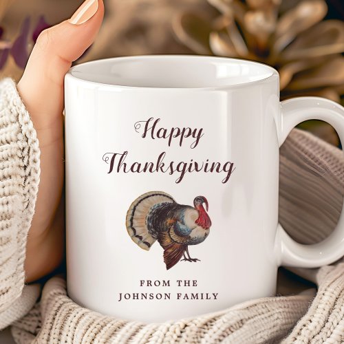 Cute Vintage Turkey Happy Thanksgiving Coffee Mug