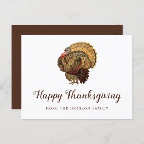 Cute Vintage Turkey Happy Thanksgiving Greetings Postcard