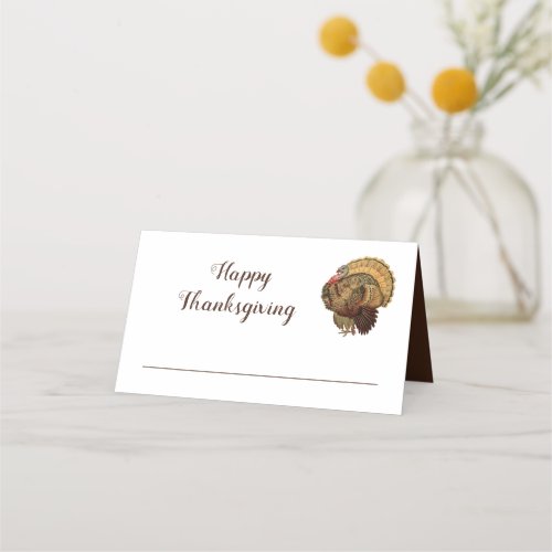 Cute Vintage Turkey Happy Thanksgiving Place Card