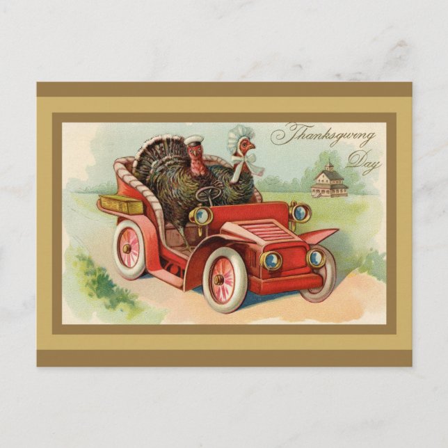 Cute Vintage Turkey Thanksgiving Postcard (Front)