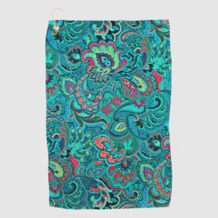 Cute vintage turquoise floral golf towel