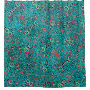 Cute vintage turquoise floral shower curtain