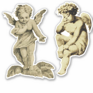 Cute Vintage Two Angels Chubby Cherubs Sticker