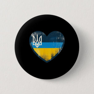 Cute Vintage Ukrainian Bynner Fan Ukraine Flag Hea Button