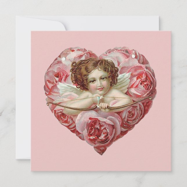 Cute vintage Valentine Angel Holiday Card (Front)