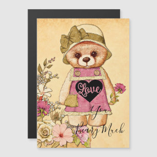 Cute vintage valentine bear magnetic invitation