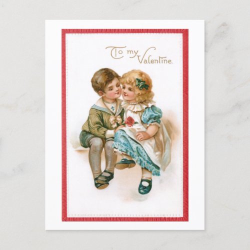 Cute Vintage Valentine Children Postcard