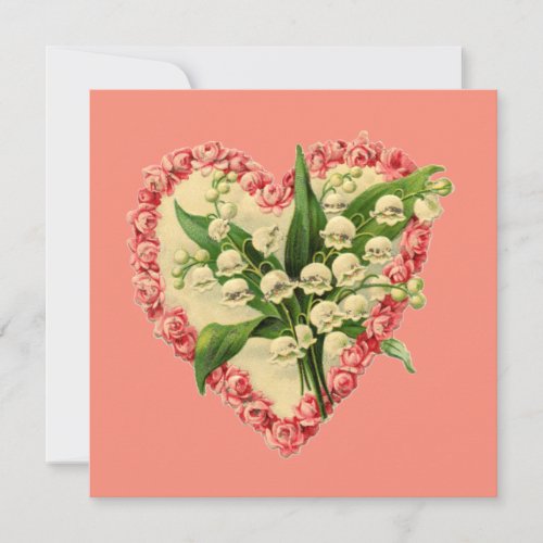 Cute vintage Valentine floral heart Holiday Card