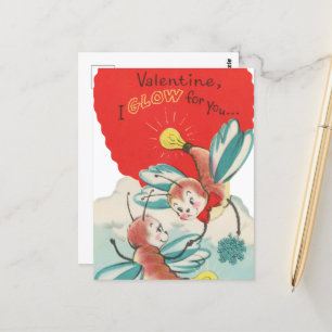 Cute vintage Valentine glow Postcard