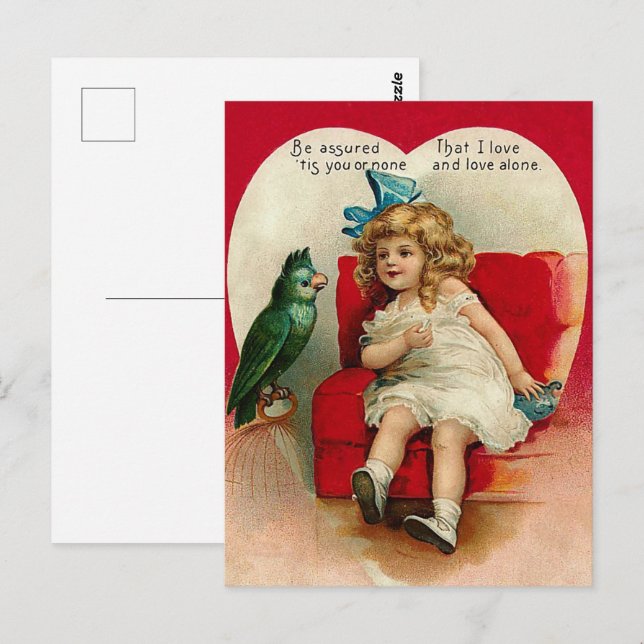 cute vintage Valentine love Postcard (Front/Back)