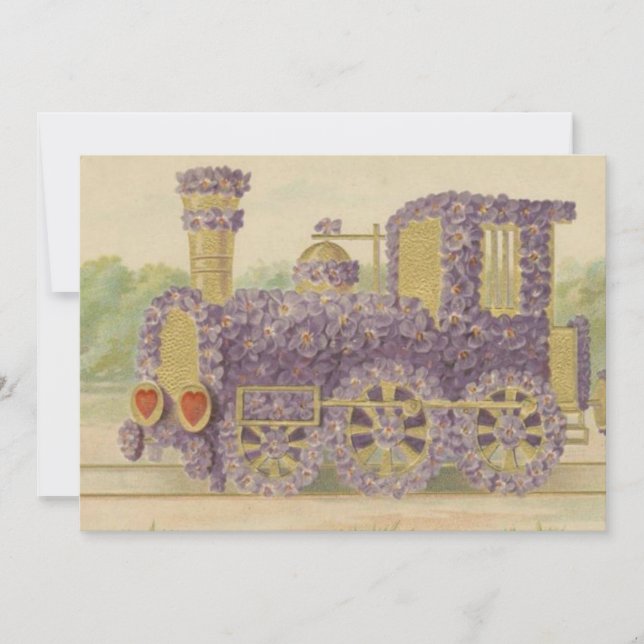 Cute vintage Valentine train Holiday Card (Front)